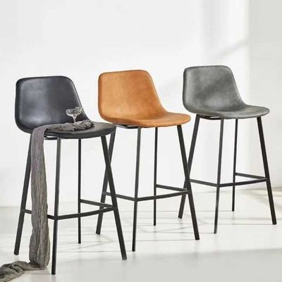 kaufen Café PU Leder Barhocker Retro Design Barhocker Höhe Orange Schwarz Online-Herstellung