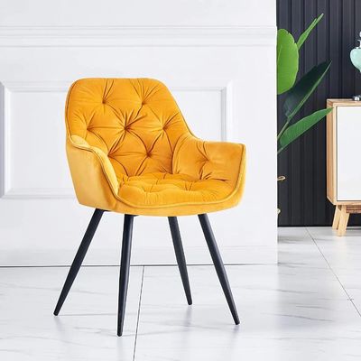 Gelber Samt Polster-Esstuhl Schlafzimmer Samt Polster-Esstuhl