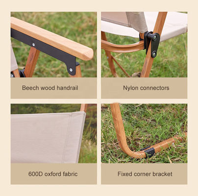 Verdickter Freizeitsitz Kermit Stuhl Outdoor Klappstuhl für Camping Holzrahmen Design Stil